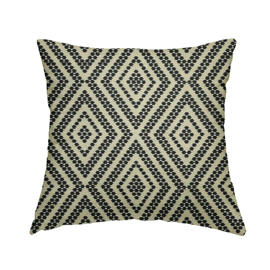 Diamond Shaped Geometric Spotted Pattern Chenille Black Furnishing Fabrics JO-1254 - Handmade Cushions
