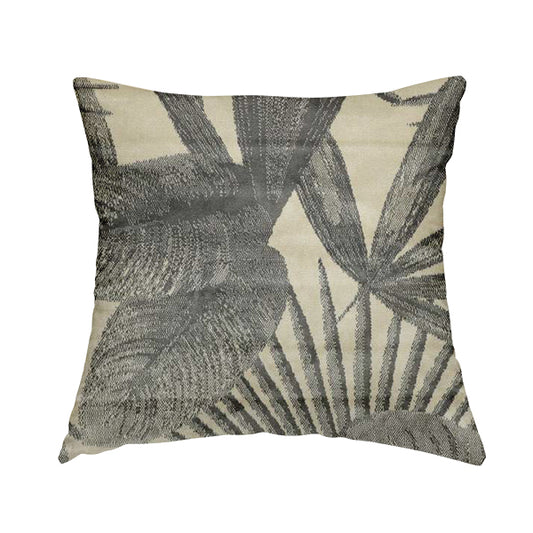 Jungle Floral Pattern Velvet Material Cream Grey Colour Upholstery Fabric JO-1255 - Handmade Cushions