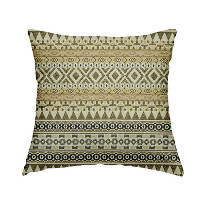 Yellow Brown Colours Geometric Self Pattern Stripe Chenille Upholstery Fabric JO-1258 - Handmade Cushions