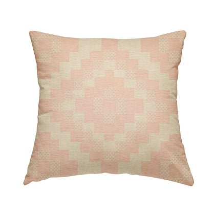 Pink Cream Colour Cubed Tetris Pattern Furnishing Upholstery Fabric JO-1262 - Handmade Cushions