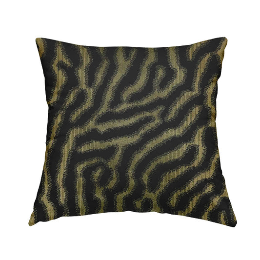 Black Background With Beige Colour Abstract Pattern Heavy Quality Velvet Upholstery Fabric JO-1272 - Handmade Cushions