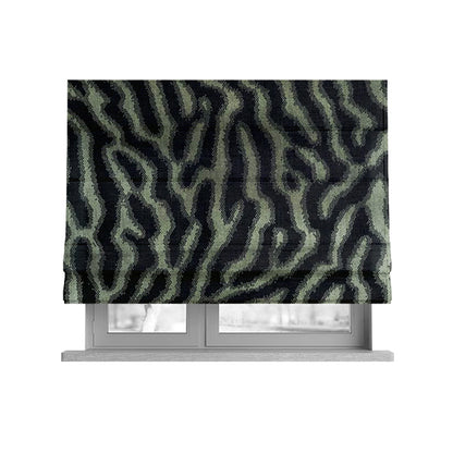 Black Background With Silver Colour Abstract Pattern Heavy Quality Velvet Upholstery Fabric JO-1273 - Roman Blinds