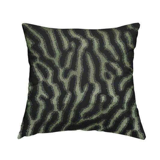 Black Background With Silver Colour Abstract Pattern Heavy Quality Velvet Upholstery Fabric JO-1273 - Handmade Cushions