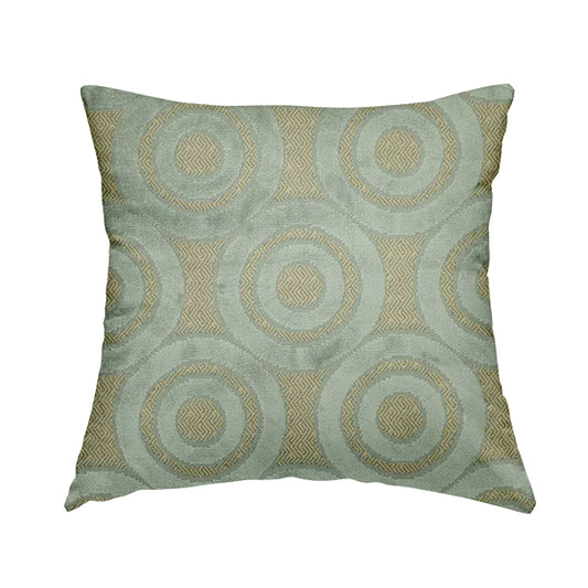 Circle Pattern Geometric Theme Blue Colour Velvet Upholstery Fabric JO-1274 - Handmade Cushions