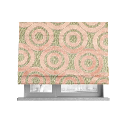 Circle Pattern Geometric Theme Pink Colour Velvet Upholstery Fabric JO-1275 - Roman Blinds
