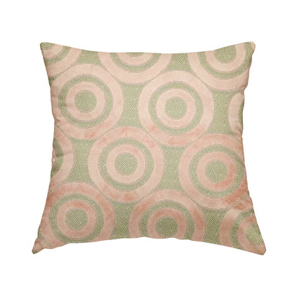 Circle Pattern Geometric Theme Pink Colour Velvet Upholstery Fabric JO-1275 - Handmade Cushions