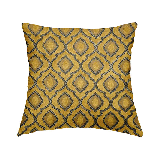 Medallion Pattern In Yellow Velvet Quality Furnishing Upholstery Fabric JO-1280 - Handmade Cushions