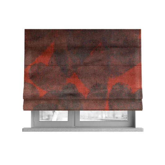 Heart Shaped Pattern Terracotta Red Grey Colour Heavy Velvet Upholstery Fabric JO-1282 - Roman Blinds