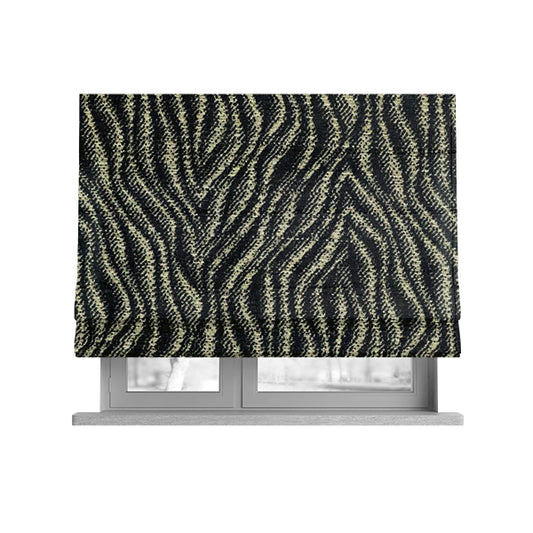 Tree Bark Pattern Black Colour Soft Chenille Upholstery Fabric JO-1284 - Roman Blinds