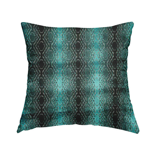 Blue Shades Of Geometric Striped Pattern Soft Velvet Upholstery Fabric JO-1288 - Handmade Cushions