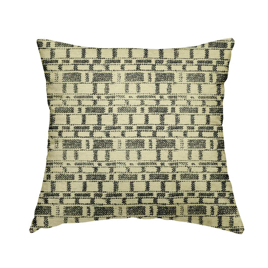Black Beige Geometric Pattern Soft Chenille Upholstery Fabric JO-1289 - Handmade Cushions