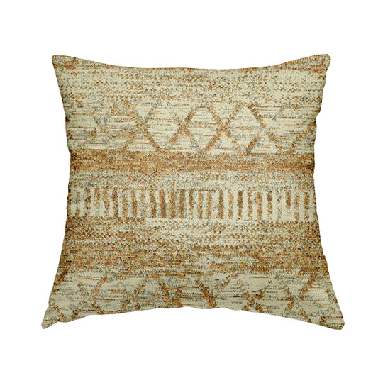 Orange Cream Colour Tribal Theme Aztec Pattern Striped Furnishing Fabric JO-1291 - Handmade Cushions