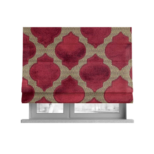 Uniformed Geometric Pattern Pink Colour Velvet Furnishing Upholstery Fabric JO-1293 - Roman Blinds