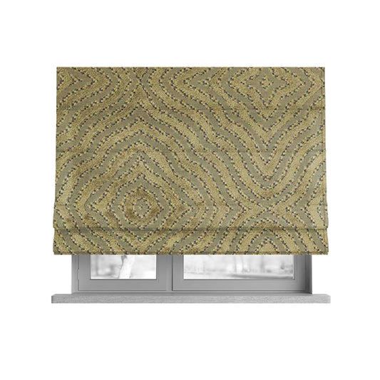 Mink Brown Colour Geometric Abstract Pattern Furnishing Velvet Upholstery Fabric JO-1297 - Roman Blinds