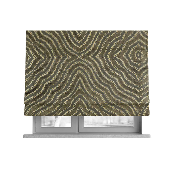 Brown Colour Geometric Abstract Pattern Furnishing Velvet Upholstery Fabric JO-1298 - Roman Blinds