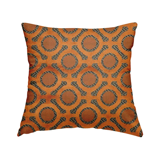 Orange Colour Uniformed Geometric Modern Pattern Furnishing Velvet Upholstery Fabric JO-1299 - Handmade Cushions