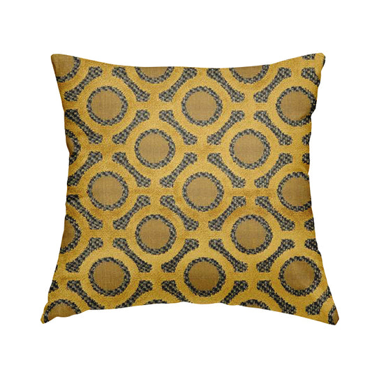 Golden Yellow Colour Uniformed Geometric Modern Pattern Furnishing Velvet Upholstery Fabric JO-1300 - Handmade Cushions