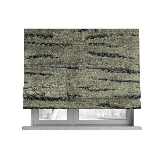 Abstract Pattern In Grey Velvet Material Furnishing Upholstery Fabric JO-1302 - Roman Blinds