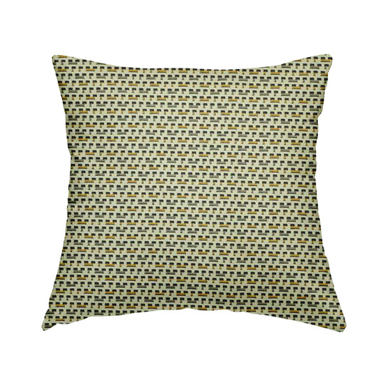 Cream Black Brown Yellow Small Pattern Geometric Chenille Upholstery Fabric JO-1303 - Handmade Cushions