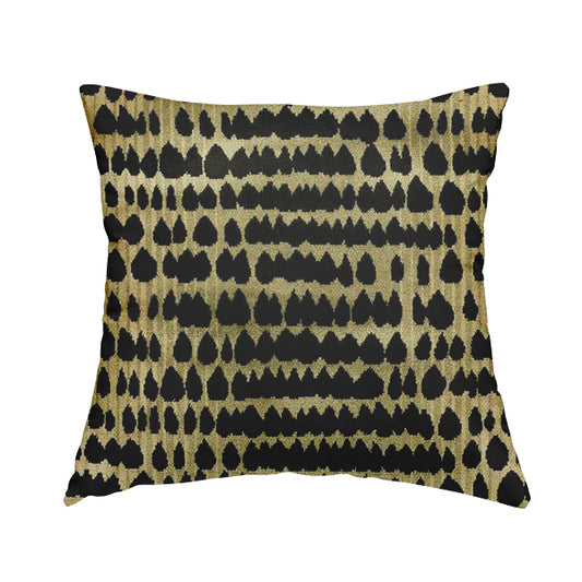 Black Beige Colour Abstract Geometric Pattern Heavy Quality Velvet Upholstery Fabric JO-1304 - Handmade Cushions