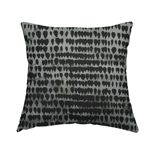 Black Grey Colour Abstract Geometric Pattern Heavy Quality Velvet Upholstery Fabric JO-1305 - Handmade Cushions