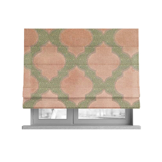 Uniformed Geometric Pattern Baby Pink Colour Velvet Furnishing Upholstery Fabric JO-1317 - Roman Blinds