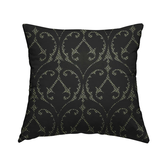 Black Velvet Fleur De Lis Theme Pattern Material Furnishing Upholstery Fabric JO-1324 - Handmade Cushions