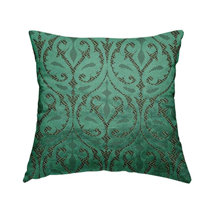 Teal Velvet Fleur De Lis Theme Pattern Material Furnishing Upholstery Fabric JO-1325 - Handmade Cushions