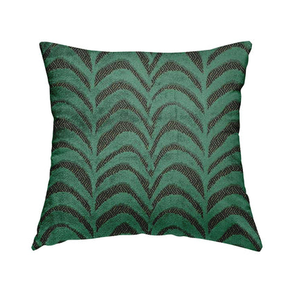 Half Curved Stripe Pattern In Velvet Material Teal Colour Furnishing Upholstery Fabric JO-1326 - Handmade Cushions