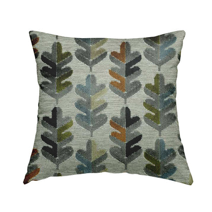 Leaf Pattern Cut Velvet Material Multi Coloured Green Grey Blue Colours Upholstery Fabric JO-1340 - Handmade Cushions