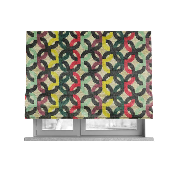 Modern Locked Pattern Cut Velvet Material Multi Coloured Grey Upholstery Fabric JO-1343 - Roman Blinds