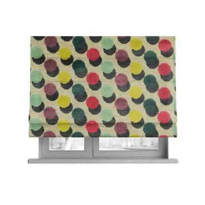 Modern Polka Dotted Pattern Cut Velvet Material Multi Coloured Grey Upholstery Fabric JO-1344 - Roman Blinds