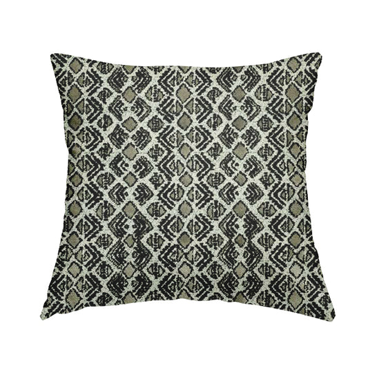 Black Grey Colour Small Geometric Pattern Cut Velvet Material Upholstery Fabric JO-1355 - Handmade Cushions