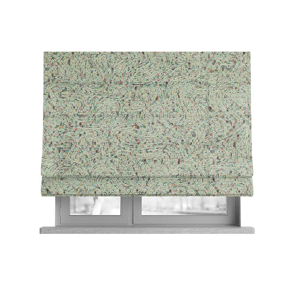 Abstract Pattern In White With Multi Coloured Background Chenille Upholstery Furnishing Fabric JO-1365 - Roman Blinds
