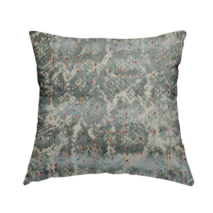 Abstract Art Style Silver Grey Pattern Quality Velvet Pile With Multicoloured Cut Velvet Upholstery Fabric JO-1374 - Handmade Cushions