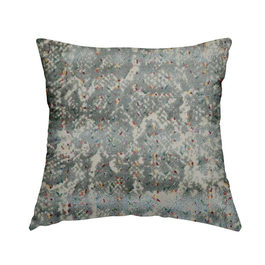 Abstract Art Style Silver Grey Pattern Quality Velvet Pile With Multicoloured Cut Velvet Upholstery Fabric JO-1374 - Handmade Cushions