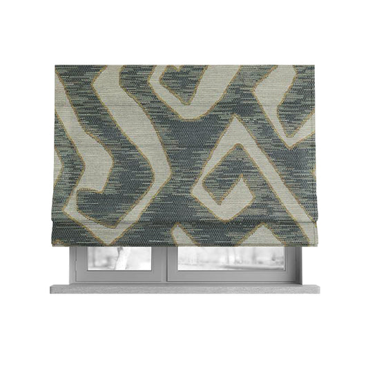 Large Abstract Style Pattern Beige Grey Colour Chenille Upholstery Fabric JO-1376 - Roman Blinds