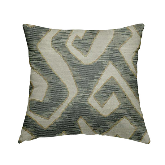 Large Abstract Style Pattern Beige Grey Colour Chenille Upholstery Fabric JO-1376 - Handmade Cushions