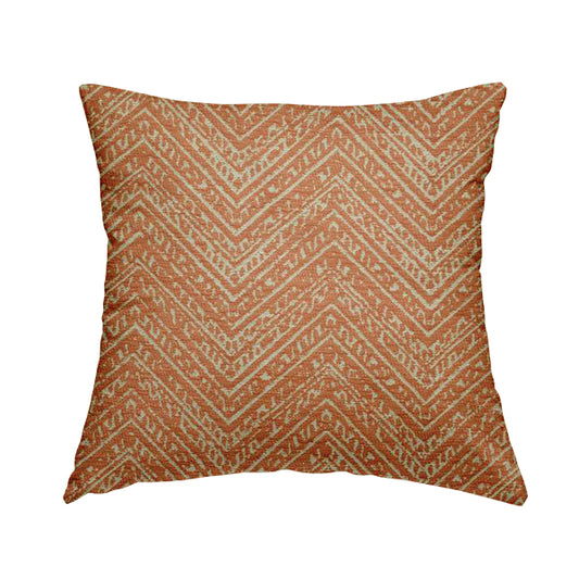 Orange Coloured Symmetrical Chevron Pattern Furnishing Upholstery Fabric JO-1377 - Handmade Cushions