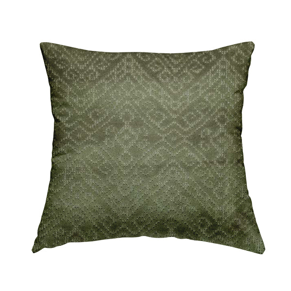 Velvet Material Symmetry Geometric Pattern Green Colour Upholstery Fabric JO-1389 - Handmade Cushions