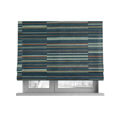 Brick Layer Pattern Striped Pattern In Blue Colour Upholstery Fabric JO-1392 - Roman Blinds