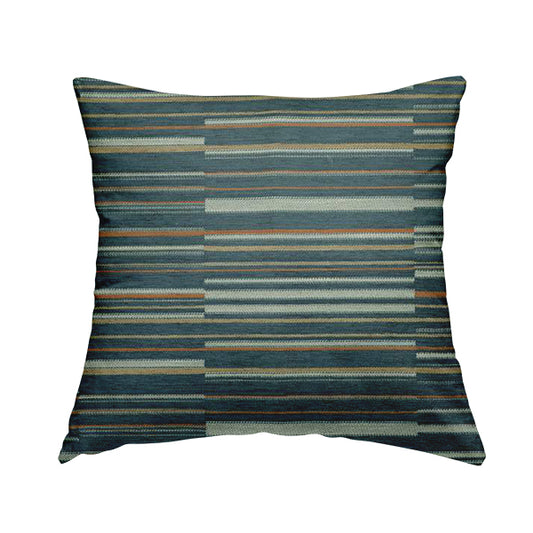 Brick Layer Pattern Striped Pattern In Blue Colour Upholstery Fabric JO-1392 - Handmade Cushions