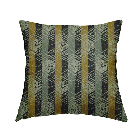 Geometric Tribal Theme Pattern Soft Chenille Yellow Grey Black Colour Upholstery Fabric JO-1399 - Handmade Cushions