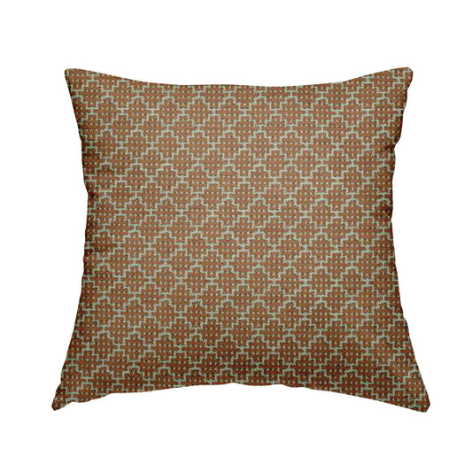 Small Motif Symmetry Geometric Pattern Chenille Orange Colour Chenille Upholstery Fabric JO-1400 - Handmade Cushions