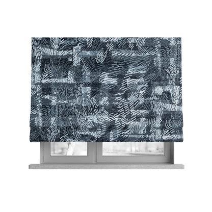 Abstract Pattern Soft Chenille Blue Colour Chenille Upholstery Fabric JO-1404 - Roman Blinds