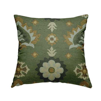 Floral Uniformed Pattern Green Yellow Colour Soft Chenille Interior Fabric JO-1413 - Handmade Cushions