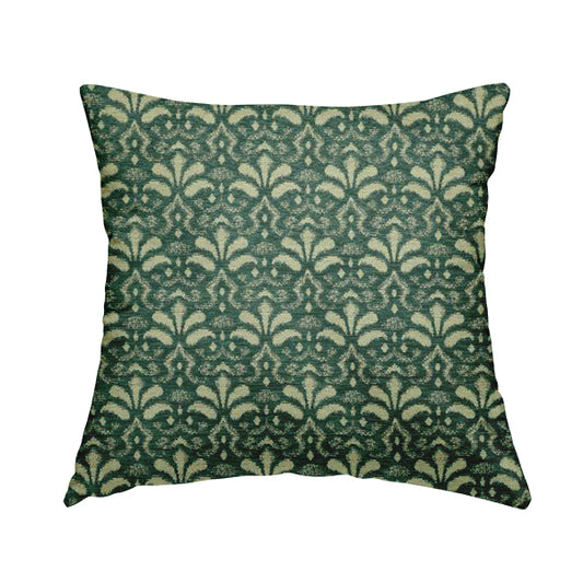 Flower Uniformed Inspired Pattern Green Cream Coloured Soft Chenille Upholstery Fabric JO-1417 - Handmade Cushions