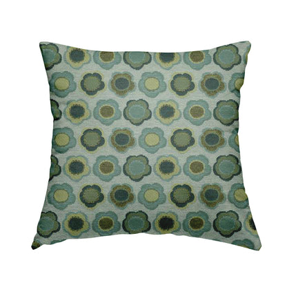 Floral Bud Pattern Blue Green Coloured Soft Chenille Textured Material Upholstery Fabric JO-1421 - Handmade Cushions