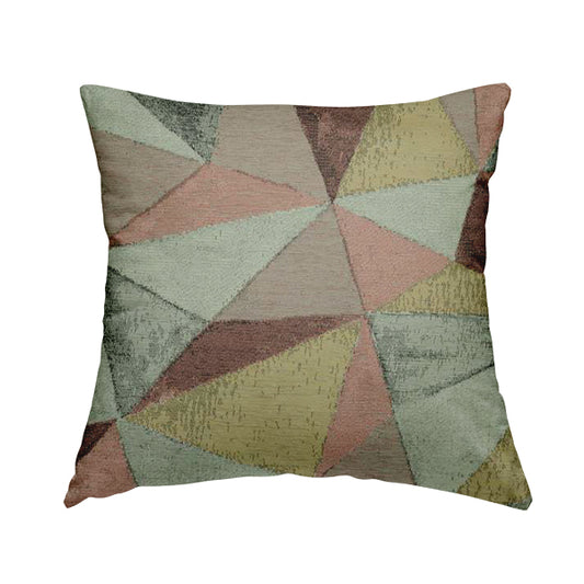 Diamond Geometric Pattern Pink Blue Yellow Coloured Soft Chenille Textured Material Upholstery Fabric JO-1423 - Handmade Cushions