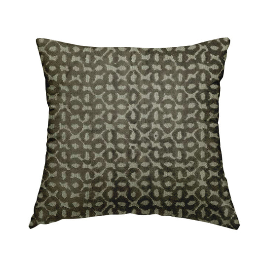 Geometric Small Inspired Pattern Brown Coloured Soft Velvet Textured Upholstery Fabric JO-1430 - Handmade Cushions
